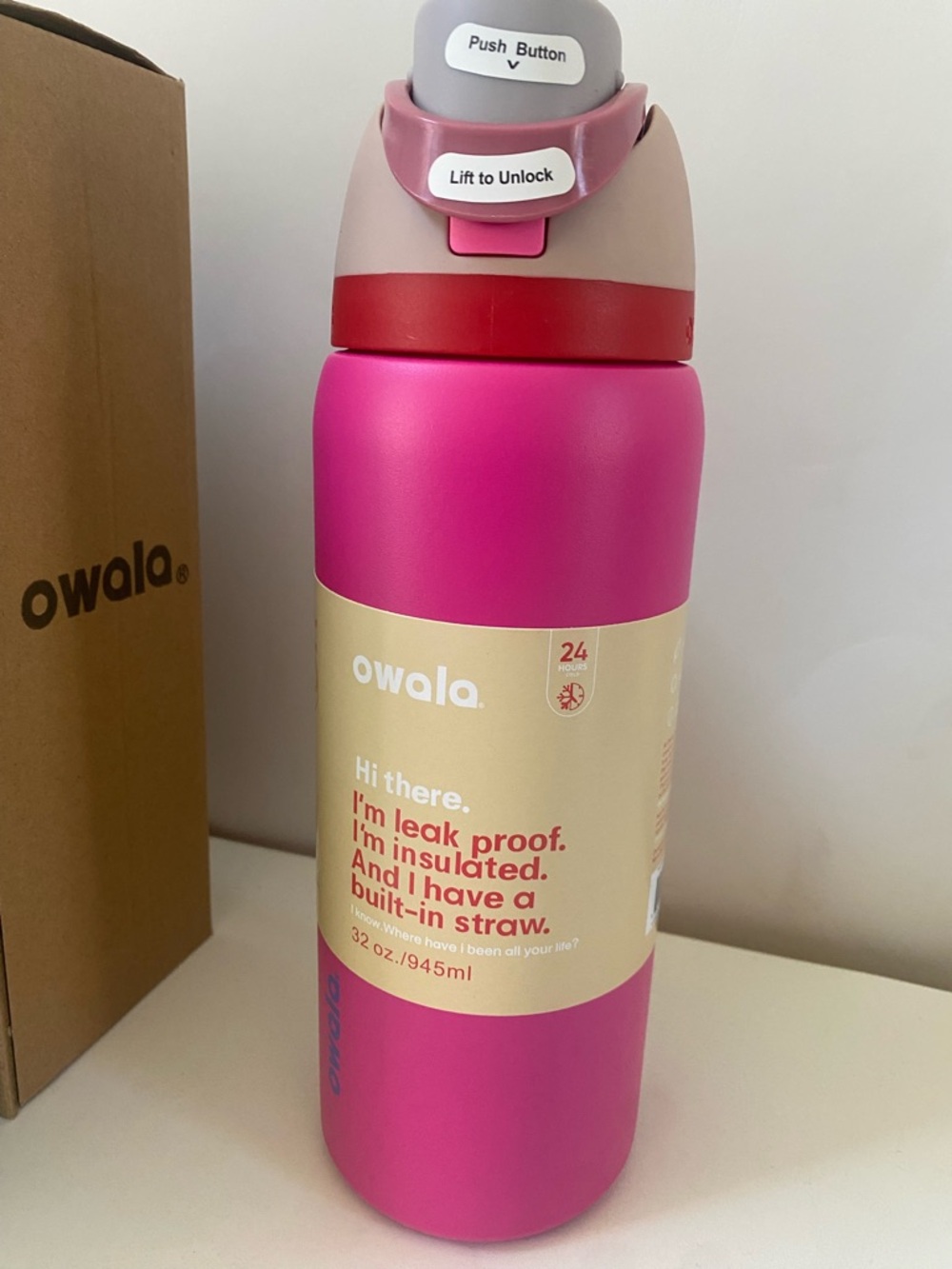 Owala 32 oz Insulated Bottle - Bright Pink